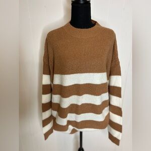 Doe and Rae Striped Brown and White Sweater